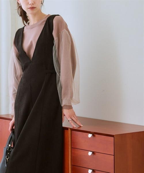 nissen(ニッセン)の「袖チュールニット(ニット/セーター・レディース・杢グレー/ブラック/モカ・M/S/LL/L)」の8枚目の写真