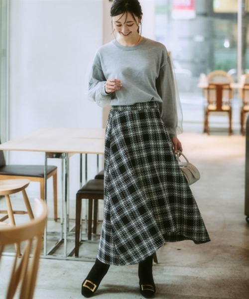 nissen(ニッセン)の「袖チュールニット(ニット/セーター・レディース・杢グレー/ブラック/モカ・M/S/LL/L)」の11枚目の写真