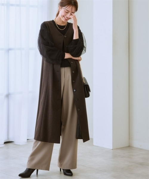 nissen(ニッセン)の「袖チュールニット(ニット/セーター・レディース・杢グレー/ブラック/モカ・M/S/LL/L)」の5枚目の写真