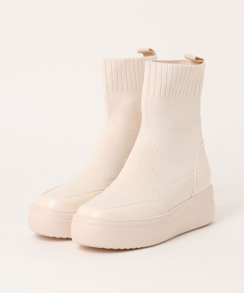 Parade（パレード）の「【MUUM】ムーム　厚底インヒールニットブーツ　MM-1745（ブーツ・レディース・ブラック/カーキ/アイボリー・S/L/LL/M）」の2枚目の写真