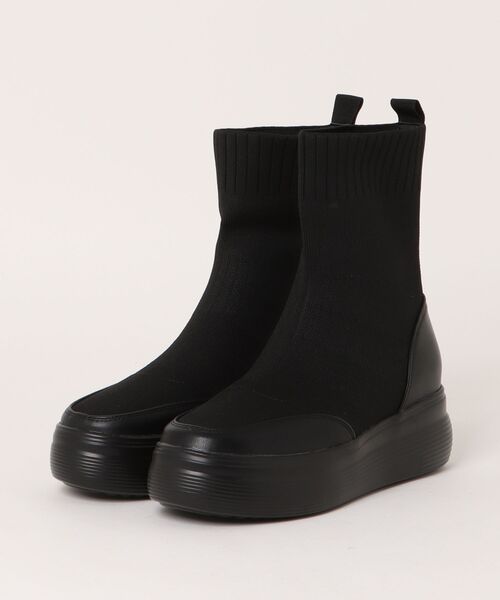 Parade（パレード）の「【MUUM】ムーム　厚底インヒールニットブーツ　MM-1745（ブーツ・レディース・ブラック/カーキ/アイボリー・S/L/LL/M）」の3枚目の写真