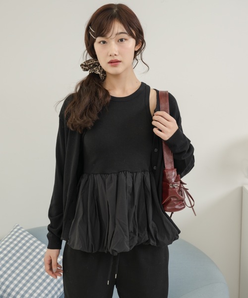Birthday room（バースデイルーム）の「カップ付きレイヤードバルーンインナータンク / balloon inner tank top with cup（タンクトップ・レディース・ホワイト/ブラック・FREE）」の4枚目の写真