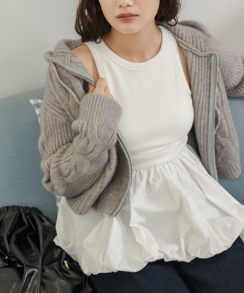 Birthday room（バースデイルーム）の「カップ付きレイヤードバルーンインナータンク / balloon inner tank top with cup（タンクトップ・レディース・ホワイト/ブラック・FREE）」の19枚目の写真