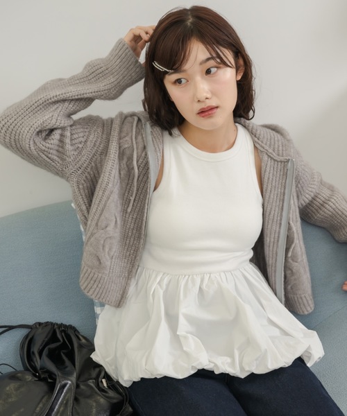 Birthday room（バースデイルーム）の「カップ付きレイヤードバルーンインナータンク / balloon inner tank top with cup（タンクトップ・レディース・ホワイト/ブラック・FREE）」の20枚目の写真