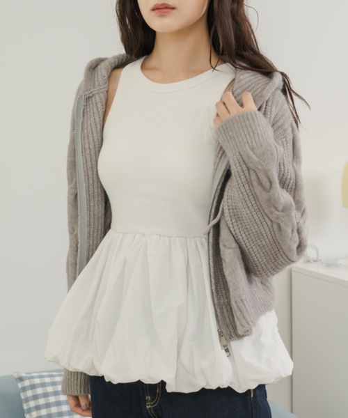 Birthday room（バースデイルーム）の「カップ付きレイヤードバルーンインナータンク / balloon inner tank top with cup（タンクトップ・レディース・ホワイト/ブラック・FREE）」の15枚目の写真