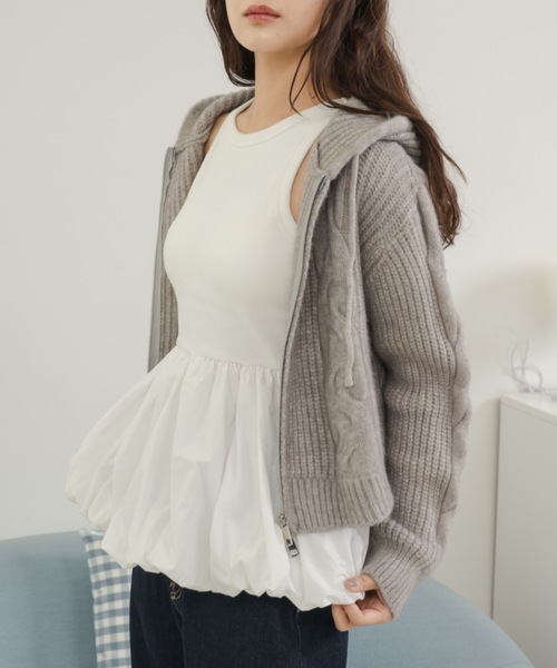 Birthday room（バースデイルーム）の「カップ付きレイヤードバルーンインナータンク / balloon inner tank top with cup（タンクトップ・レディース・ホワイト/ブラック・FREE）」の11枚目の写真