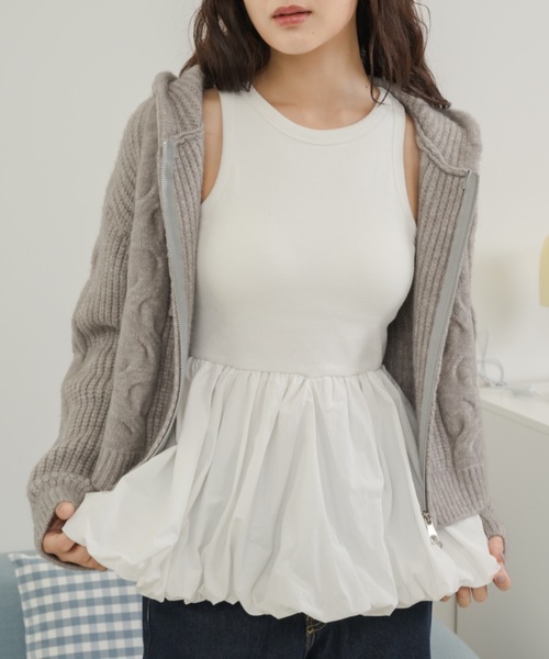 Birthday room（バースデイルーム）の「カップ付きレイヤードバルーンインナータンク / balloon inner tank top with cup（タンクトップ・レディース・ホワイト/ブラック・FREE）」の10枚目の写真