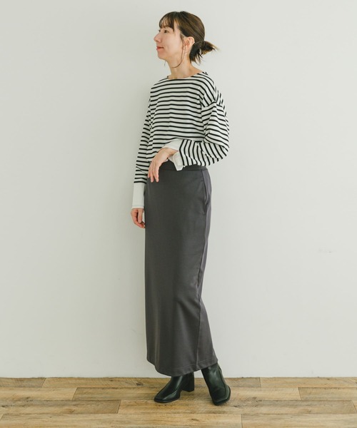 ITEMS URBANRESEARCH（アイテムズ アーバンリサーチ）の「ボートネックボーダーロングTシャツ（Tシャツ/カットソー・レディース・ホワイト系その他/ブルー系その他/グリーン系その他・FREE）」の6枚目の写真