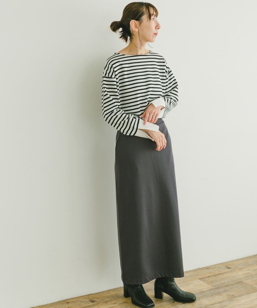 ITEMS URBANRESEARCH（アイテムズ アーバンリサーチ）の「ボートネックボーダーロングTシャツ（Tシャツ/カットソー・レディース・ホワイト系その他/ブルー系その他/グリーン系その他・FREE）」の5枚目の写真