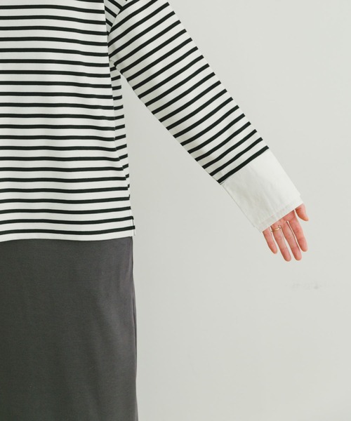 ITEMS URBANRESEARCH（アイテムズ アーバンリサーチ）の「ボートネックボーダーロングTシャツ（Tシャツ/カットソー・レディース・ホワイト系その他/ブルー系その他/グリーン系その他・FREE）」の22枚目の写真