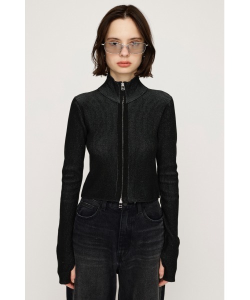 FRONT ZIP H/N RIB TOPS フロントジップ ハイネック カット リブ  