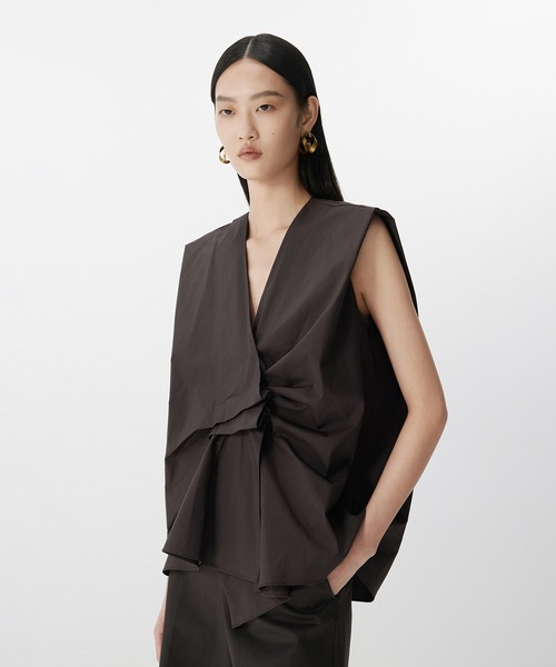 ブラウス シャツ Asym Tuck Shirt / タックノースリーブブラウス レディース セール】Asym Tuck Shirt / タックノースリーブブラウス（シャツ