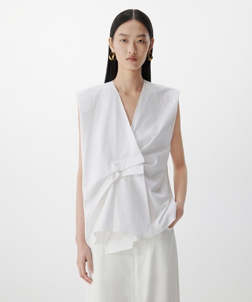ブラウス シャツ Asym Tuck Shirt / タックノースリーブブラウス レディース セール】Asym Tuck Shirt / タックノースリーブブラウス（シャツ