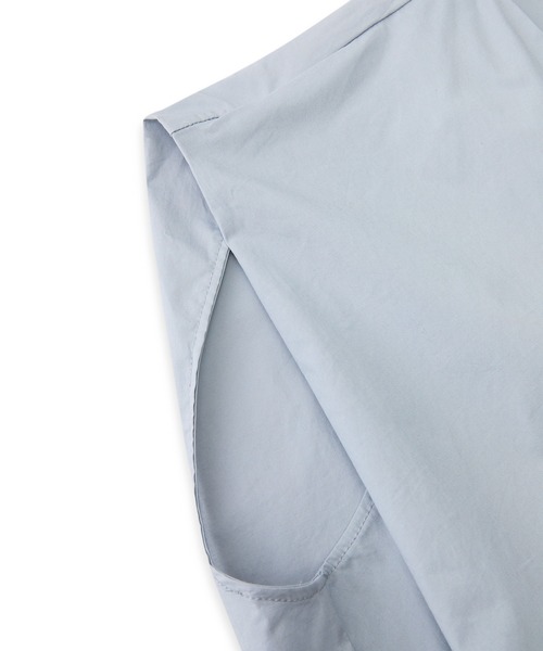 セール】Asym Tuck Shirt / タックノースリーブブラウス（シャツ