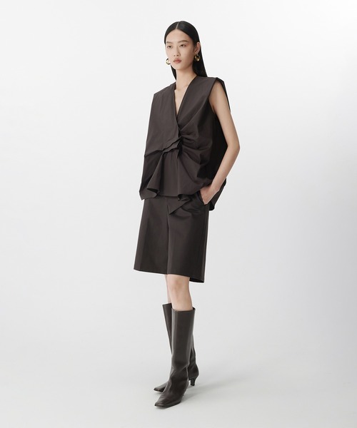 ブラウス シャツ Asym Tuck Shirt / タックノースリーブブラウス レディース セール】Asym Tuck Shirt / タックノースリーブブラウス（シャツ