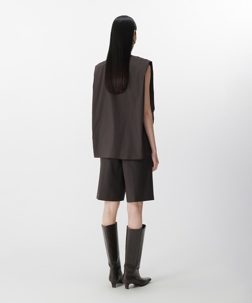 セール】Asym Tuck Shirt / タックノースリーブブラウス（シャツ