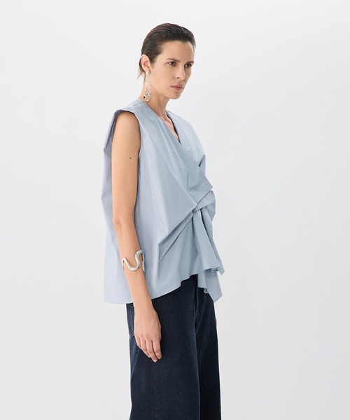 ブラウス シャツ Asym Tuck Shirt / タックノースリーブブラウス レディース セール】Asym Tuck Shirt / タックノースリーブブラウス（シャツ