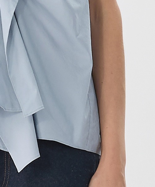 セール】Asym Tuck Shirt / タックノースリーブブラウス（シャツ