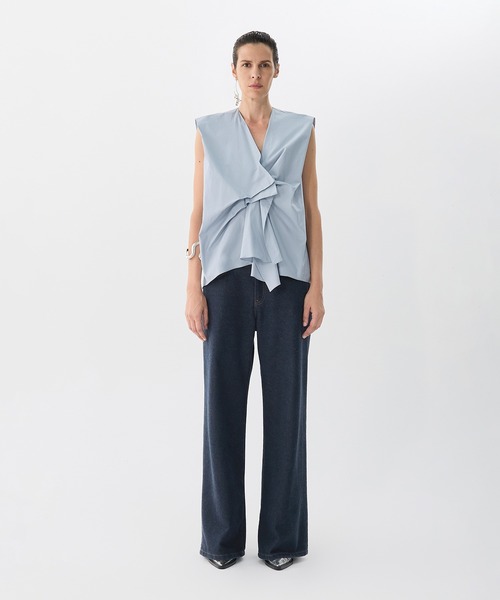 ブラウス シャツ Asym Tuck Shirt / タックノースリーブブラウス レディース セール】Asym Tuck Shirt / タックノースリーブブラウス（シャツ