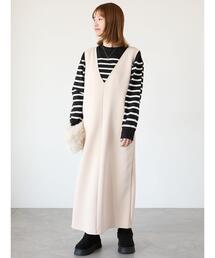 Lugnoncure | Vネックナロージャンパースカート(ワンピース)