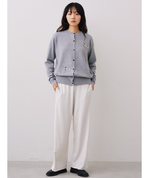 IEDIT（イディット）の「ＩＥＤＩＴ　ＨＡＰＰＹモチーフを散りばめた　気分があがるカーディガン（カーディガン/ボレロ・レディース・ネイビー/グレー・M/L/LL/3L/S）」の7枚目の写真