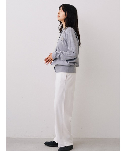 IEDIT（イディット）の「ＩＥＤＩＴ　ＨＡＰＰＹモチーフを散りばめた　気分があがるカーディガン（カーディガン/ボレロ・レディース・ネイビー/グレー・M/L/LL/3L/S）」の8枚目の写真