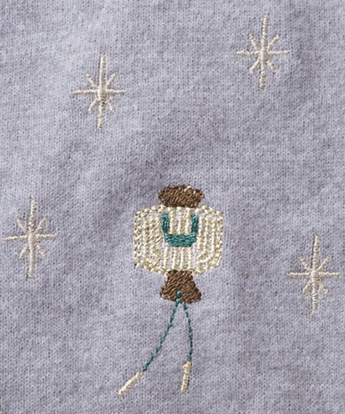 IEDIT（イディット）の「ＩＥＤＩＴ　ＨＡＰＰＹモチーフを散りばめた　気分があがるカーディガン（カーディガン/ボレロ・レディース・ネイビー/グレー・M/L/LL/3L/S）」の5枚目の写真