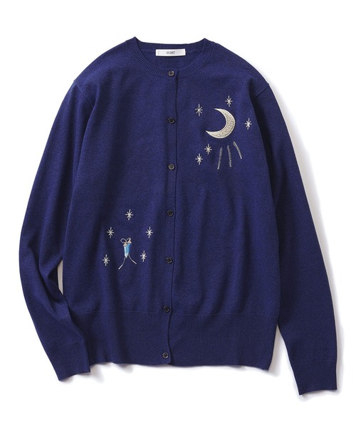 IEDIT（イディット）の「ＩＥＤＩＴ　ＨＡＰＰＹモチーフを散りばめた　気分があがるカーディガン（カーディガン/ボレロ・レディース・ネイビー/グレー・M/L/LL/3L/S）」の11枚目の写真