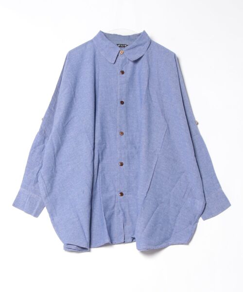 チャイハネ(チャイハネ)の「【チャイハネ】プレカラMEN'Sシャツ(シャツ/ブラウス・メンズ・ホワイト/ブルー・FREE)」の2枚目の写真