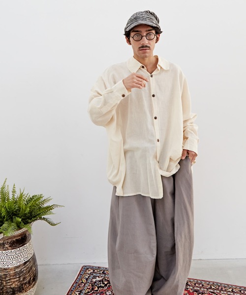 チャイハネ(チャイハネ)の「【チャイハネ】プレカラMEN'Sシャツ(シャツ/ブラウス・メンズ・ホワイト/ブルー・FREE)」の9枚目の写真