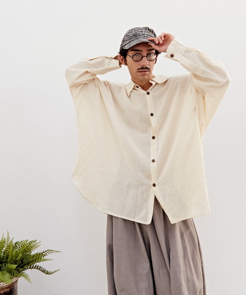 チャイハネ(チャイハネ)の「【チャイハネ】プレカラMEN'Sシャツ(シャツ/ブラウス・メンズ・ホワイト/ブルー・FREE)」の8枚目の写真