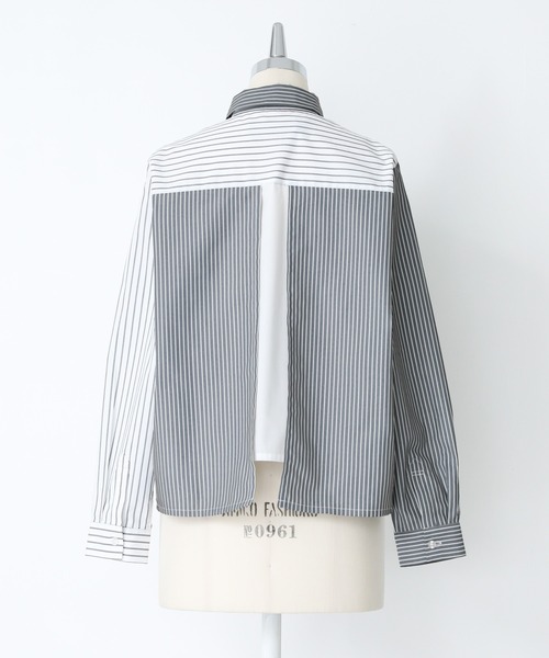 kOhAKU(コハク)の「ストライプ×無地切替シャツ(シャツ/ブラウス・レディース・ブラック/ブルー・1/2)」の20枚目の写真