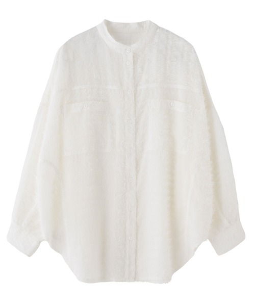 ROSE BUD(ローズバッド)の「(GENE HEAVENS)FRINGE SHEER RELAX SHIRT(シャツ/ブラウス・レディース・ブラック/ホワイト/ピンク・ONE SIZE)」の2枚目の写真