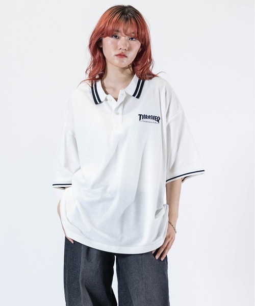 THRASHER(スラッシャー)の「【at】〔THRASHER/スラッシャー〕S/S POLO SHIRT ワンポイントロゴ BIG ポロシャツ(ポロシャツ・メンズ・ネイビー/ホワイト/ブラック・MEDIUM/LARGE)」の2枚目の写真