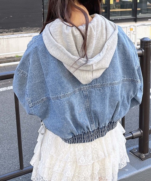 INGNI（イング）の「クロップドデニムジップジャケット（デニムジャケット・レディース・ブルー系1/ブルー系その他/ブラック系その他3・M）」の7枚目の写真