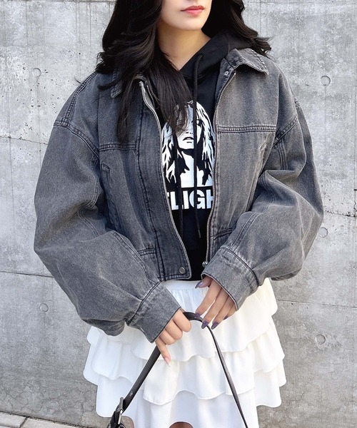 INGNI（イング）の「クロップドデニムジップジャケット（デニムジャケット・レディース・ブルー系1/ブルー系その他/ブラック系その他3・M）」の10枚目の写真