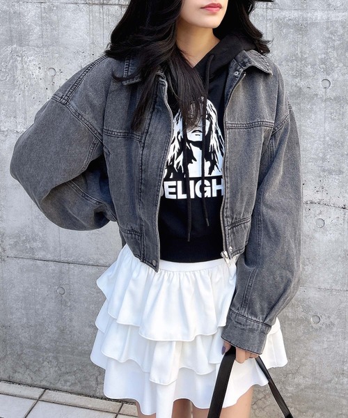 INGNI（イング）の「クロップドデニムジップジャケット（デニムジャケット・レディース・ブルー系1/ブルー系その他/ブラック系その他3・M）」の11枚目の写真