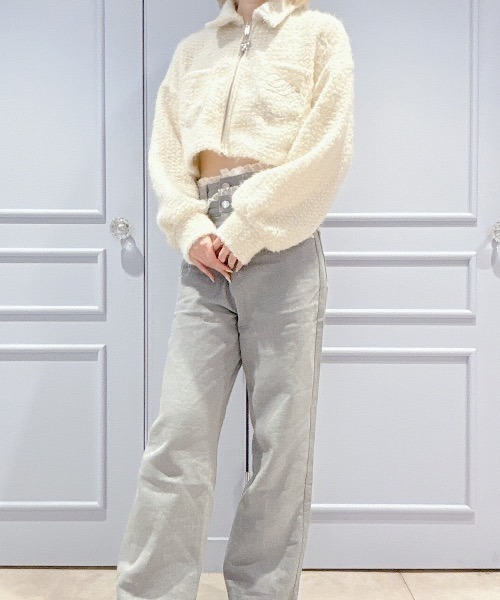 lilLilly（リルリリー）の「ラメニットジャケット（ブルゾン・レディース・ピンク/ホワイト・FREE）」の3枚目の写真