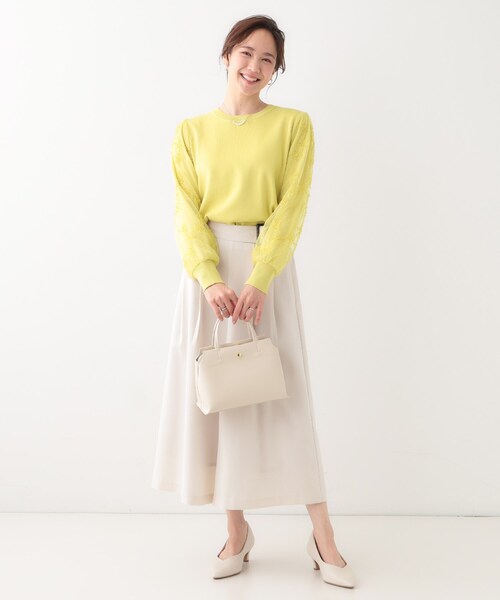 DRESKIP(ドレスキップ)の「【S-LL】1枚で華やかになる お袖レースドッキングニット(ニット/セーター・レディース・オフホワイト/グレー/ブラック/イエロー系その他・02/03/04/01)」の11枚目の写真