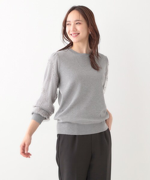 DRESKIP(ドレスキップ)の「【S-LL】1枚で華やかになる お袖レースドッキングニット(ニット/セーター・レディース・オフホワイト/グレー/ブラック/イエロー系その他・02/03/04/01)」の13枚目の写真