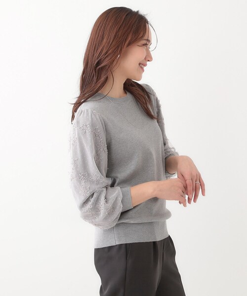 DRESKIP(ドレスキップ)の「【S-LL】1枚で華やかになる お袖レースドッキングニット(ニット/セーター・レディース・オフホワイト/グレー/ブラック/イエロー系その他・02/03/04/01)」の14枚目の写真