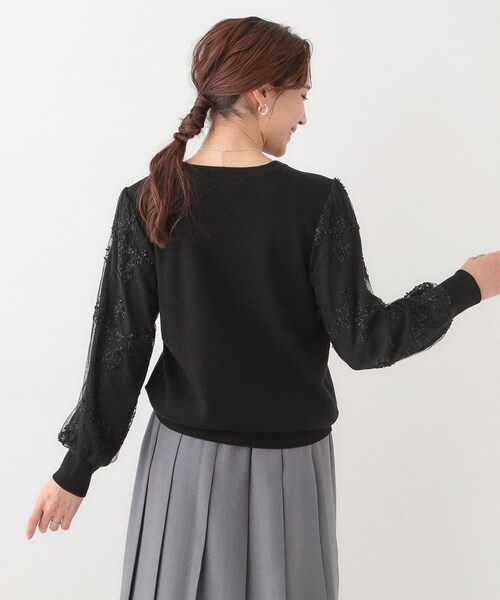 DRESKIP(ドレスキップ)の「【S-LL】1枚で華やかになる お袖レースドッキングニット(ニット/セーター・レディース・オフホワイト/グレー/ブラック/イエロー系その他・02/03/04/01)」の18枚目の写真