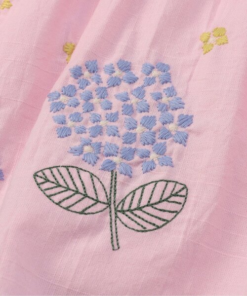 セール】【リンク/ジュニア対応】あじさい 刺繍ドッキング半袖