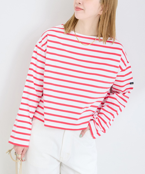Le Minor(ルミノア)の「LE MINOR/ルミノア ボーダーロンTEE(Tシャツ/カットソー・レディース・ブルー/イエロー/ピンク/チャコールグレー・FREE)」の4枚目の写真