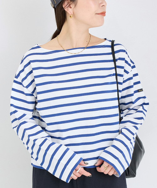 Le Minor(ルミノア)の「LE MINOR/ルミノア ボーダーロンTEE(Tシャツ/カットソー・レディース・ブルー/イエロー/ピンク/チャコールグレー・FREE)」の3枚目の写真