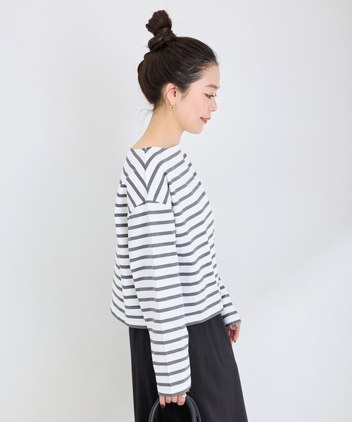 Le Minor(ルミノア)の「LE MINOR/ルミノア ボーダーロンTEE(Tシャツ/カットソー・レディース・ブルー/イエロー/ピンク/チャコールグレー・FREE)」の10枚目の写真