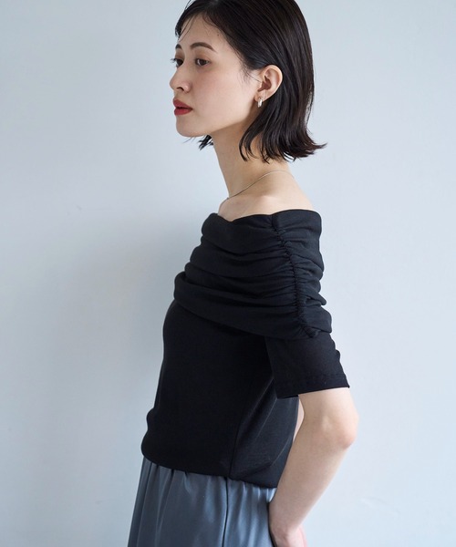 meilmada(メイルマダ)の「オフショルリブカットソー(Tシャツ/カットソー・レディース・チャコールグレー/ブラック・FREE)」の13枚目の写真