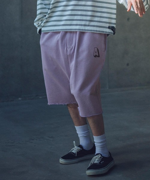 ADAM PATEK(アダムパテック)の「mp13327-pigment dyeing sarouel short pants サルエルショートパンツ(その他パンツ・メンズ・ブラック/パープル・2/1)」の1枚目の写真