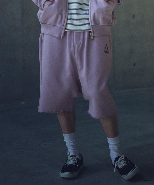 ADAM PATEK(アダムパテック)の「mp13327-pigment dyeing sarouel short pants サルエルショートパンツ(その他パンツ・メンズ・ブラック/パープル・2/1)」の4枚目の写真