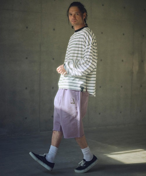ADAM PATEK(アダムパテック)の「mp13327-pigment dyeing sarouel short pants サルエルショートパンツ(その他パンツ・メンズ・ブラック/パープル・2/1)」の6枚目の写真